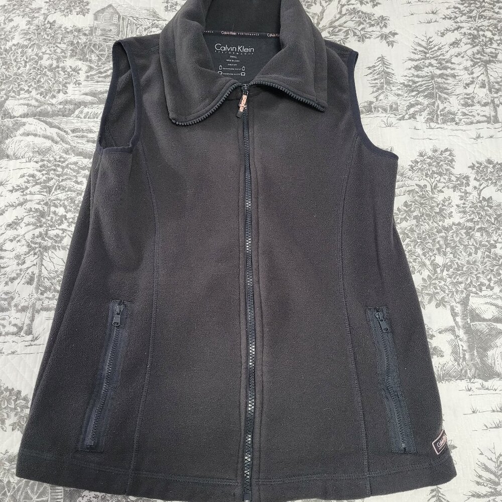 Calvin Klein Zip up Gray Fleece Performance Sleeveless Jacket Vest Size Small